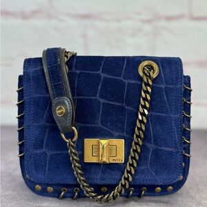 Emilio Pucci Royal Blue Suede Small Marquise Shoulder Bag